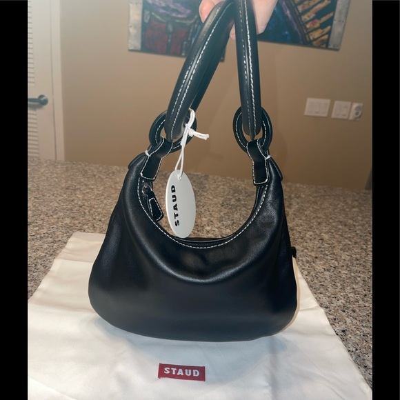 STAUD Zeta Mini leather bracelet bag in Black—NWT - Picture 9 of 17